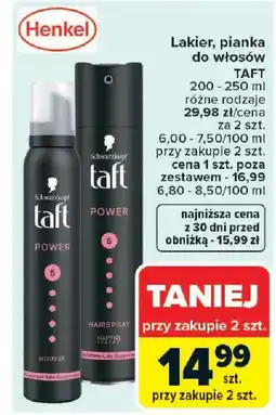 Carrefour Schwarzkopf Taft Lakier, pianka do włosów oferta