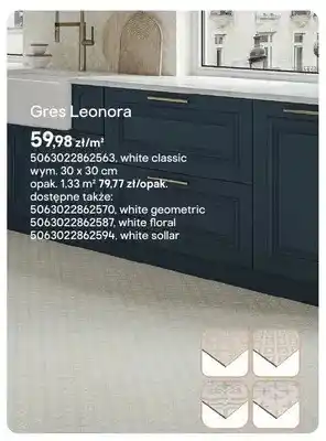 Castorama Gres Cersanit Leonora white floral 30x30cm oferta