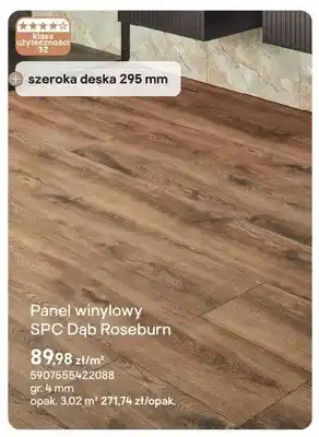 Castorama Panel winylowy SPC Dąb Roseburn klasa użyteczności 32 szeroka deska 295mm gr. 4mm oferta