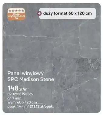 Castorama Panel winylowy SPC Madison Stone gr. 7mm wym. 60x120cm oferta
