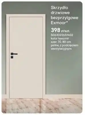 Castorama Skrzydło drzwiowe bezprzylgowe Exmoor kolor kaszmir szer. 70cm pełne, z podcięciem wentylacyjnym oferta