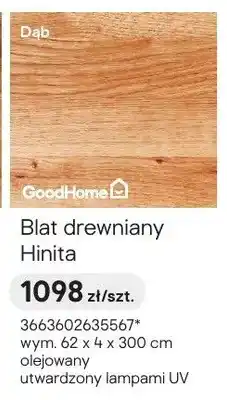 Castorama Blat drewniany Hinita Dąb 62x4x300cm olejowany utwardzony lampami UV oferta