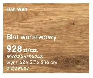 Castorama Blat warstwowy Dąb Wild olejowany 62x3,7x246cm oferta