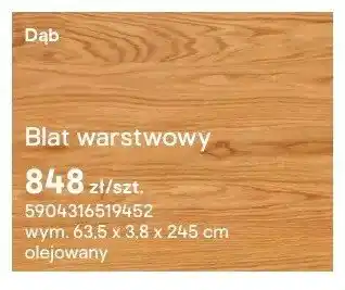 Castorama Blat warstwowy Dąb olejowany 63,5x3,8x245cm oferta