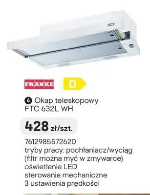 Castorama Okap teleskopowy FRANKE FTC 632l WH oferta