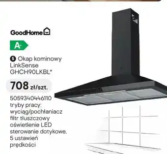 Castorama Okap kominowy GoodHome LinkSense GHCH90LKBL oferta