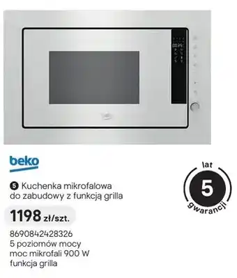 Castorama Kuchenka mikrofalowa do zabudowy z funkcją grilla beko oferta