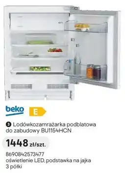 Castorama Lodówkozamrażarka podblatowa do zabudowy beko BU1154HCN oferta