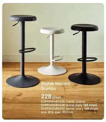 Castorama Stołek barowy Gumbo metal czarny wys. 81,5 szer. 35,5cm oferta