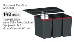 Castorama Sortownik EasySort 600-3-0 wym. 37,8x56,4x34,3cm 3 pojemniki 14,5l do szafki o szer. 60cm oferta