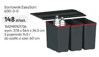 Castorama Sortownik EasySort 600-3-0 wym. 37,8x56,4x34,3cm 3 pojemniki 14,5l do szafki o szer. 60cm oferta