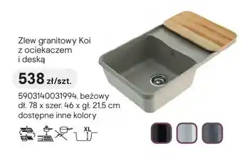 Castorama Zlew granitowy Koi z ociekaczem i deską beżowy dł. 78 x szer. 46 x gł. 21,5cm oferta