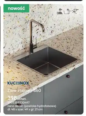 Castorama Zlew stalowy Kuchinox S60 nano decor (powłoka hydrofobowa) 48x49x21cm oferta