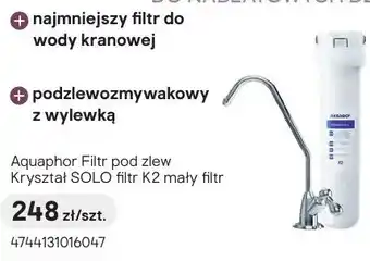 Castorama Filtr pod zlew Aquaphor Kryształ SOLO filtr K2 mały filtr oferta
