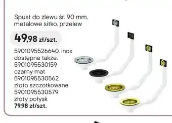 Castorama Spust do zlewu śr. 90mm metalowe sitko przelew inox oferta