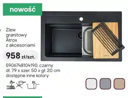 Castorama Zlew granitowy Atrox z akcesoriami czarny dł. 79 x szer. 50 x gł. 20cm oferta