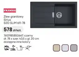 Castorama Zlew granitowy FRANKE Sirius S2D SLIM 611-78 czarny dł. 78 x szer. 43,5 x gł. 20cm oferta
