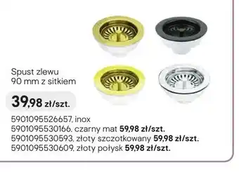 Castorama Spust zlewu 90mm z sitkiem inox oferta