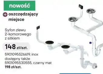 Castorama Syfon zlewu 2-komorowego z sitkiem czarny mat oferta