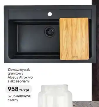 Zlewozmywak granitowy Alveus Atrox 40 z akcesoriami czarny