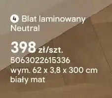 Castorama Blat laminowany Neutral wym. 62x3,8x300cm biały mat oferta