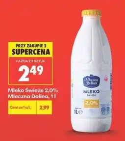 Biedronka Mleko Świeże 2,0% Mleczna Dolina, 1l oferta