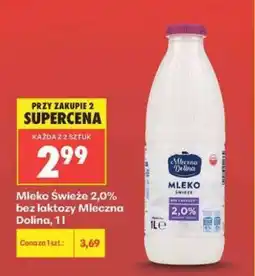 Biedronka Mleko Świeże 2,0% bez laktozy Mleczna Dolina, 1l oferta
