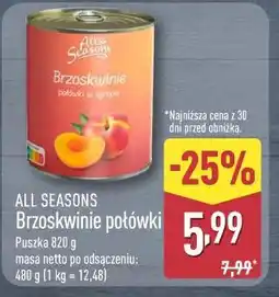 ALDI ALL SEASONS Brzoskwinie połówki oferta