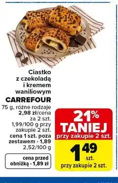 Carrefour Market Ciastko z czekoladą i kremem waniliowym CARREFOUR oferta
