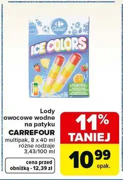Carrefour Market Lody owocowe wodne na patyku CARREFOUR multipak oferta