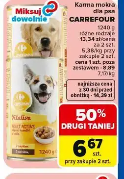 Carrefour Market Karma mokra dla psa CARREFOUR różne rodzaje oferta