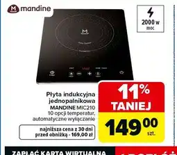 Carrefour Market Płyta indukcyjna jednopalnikowa MANDINE MIC210 oferta
