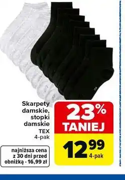 Carrefour Market Skarpety damskie, stopki damskie TEX 4-pak oferta
