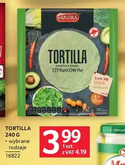 Selgros Sandra tortilla pszenna o smaku szpinakowym oferta