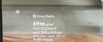 Gres Rialto wym. 59,8x59,8cm grey mat