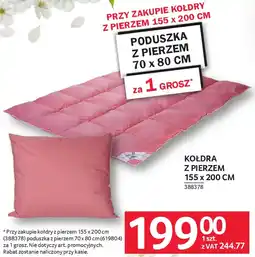 Selgros Kołdra Z pierzem 155 x 200 cm oferta