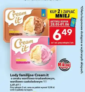 Lody familijne Cream it o smaku waniliowo-czekoladowym