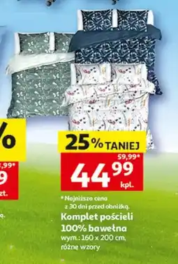 Auchan Komplet pościeli 100% bawełna wym.: 160x200cm oferta