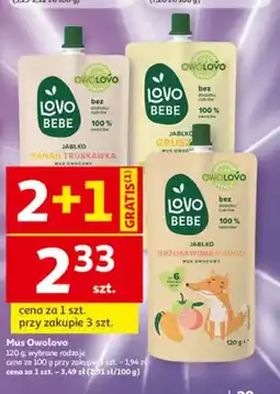 Auchan Mus Owolovo Lovo Bebe jabłko banan truskawka oferta