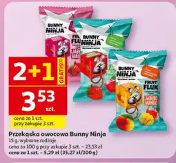 Auchan Przekąska owocowa Bunny Ninja Fruit Fluk jabłko malina oferta