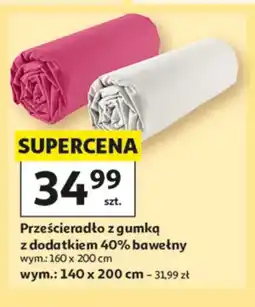 Auchan Prześcieradło z gumką z dodatkiem 40% bawełny 160x200cm oferta