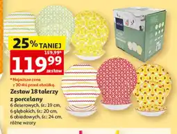 Auchan Zestaw 18 talerzy z porcelany Actuel oferta