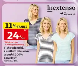 Auchan T-shirt damski z krótkim rękawem w paski 100% bawełna Inextenso oferta