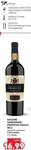 Kaufland BACCONI SANGIOVESE PRIMITIVO PUGLIA Wino czerwone wytrawne oferta
