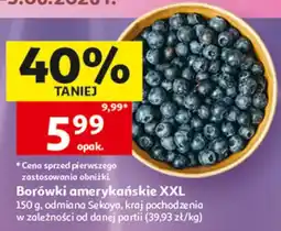 Auchan Borówki amerykańskie XXL 150 g, odmiana Sekoya, kraj pochodzenia w zależności od danej partii oferta