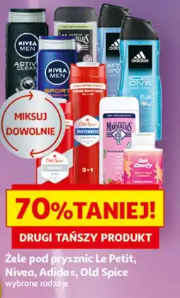 Auchan Żele pod prysznic Le Petit, Nivea, Adidas, Old Spice wybrane rodzaje oferta
