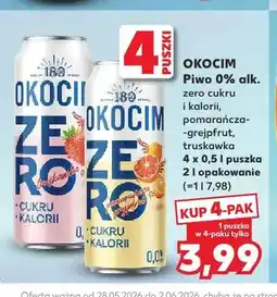 Kaufland Piwo bezalkoholowe Okocim zero cukru i kalorii truskawka 0% alk. 4-pak oferta
