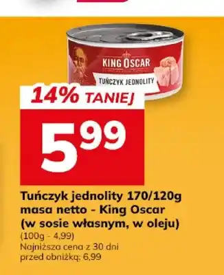 Hitpol Tuńczyk jednolity King Oscar w sosie własnym oferta