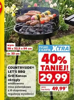 Kaufland LET'S BBQ Grill Kansas okrągły emaliowana misa paleniskowa z 4-stopniową regulacją wysokości oferta