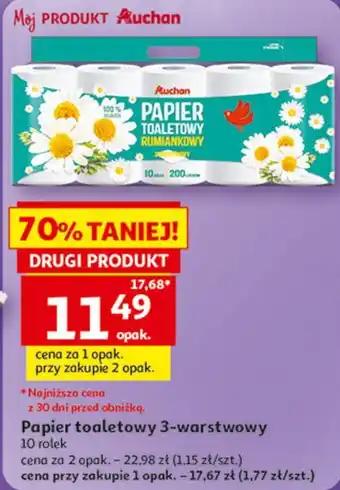 Auchan Papier toaletowy 3-warstwowy oferta